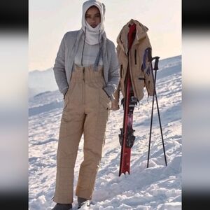Free People Movement Women's XSMALL All Prepped Ski Bib in Almond Oil Snow pants